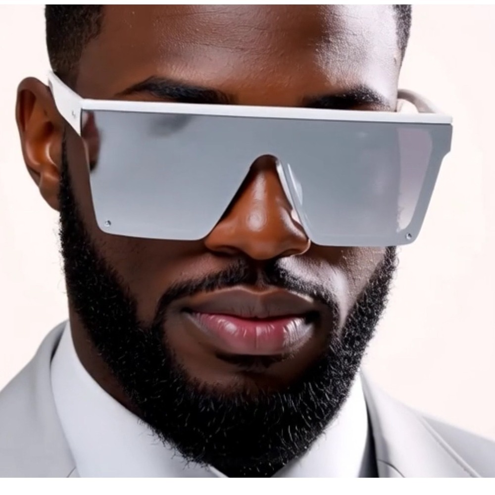 Statement Sunglasses Flat Top Shield Mirrored Lens‎ Fashion Visor Sunnies Trendy